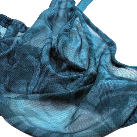 Maidenform Shimmer Seduction Underwire Bra 36D Blue Sheer Swirl Design - Picture 2 of 5